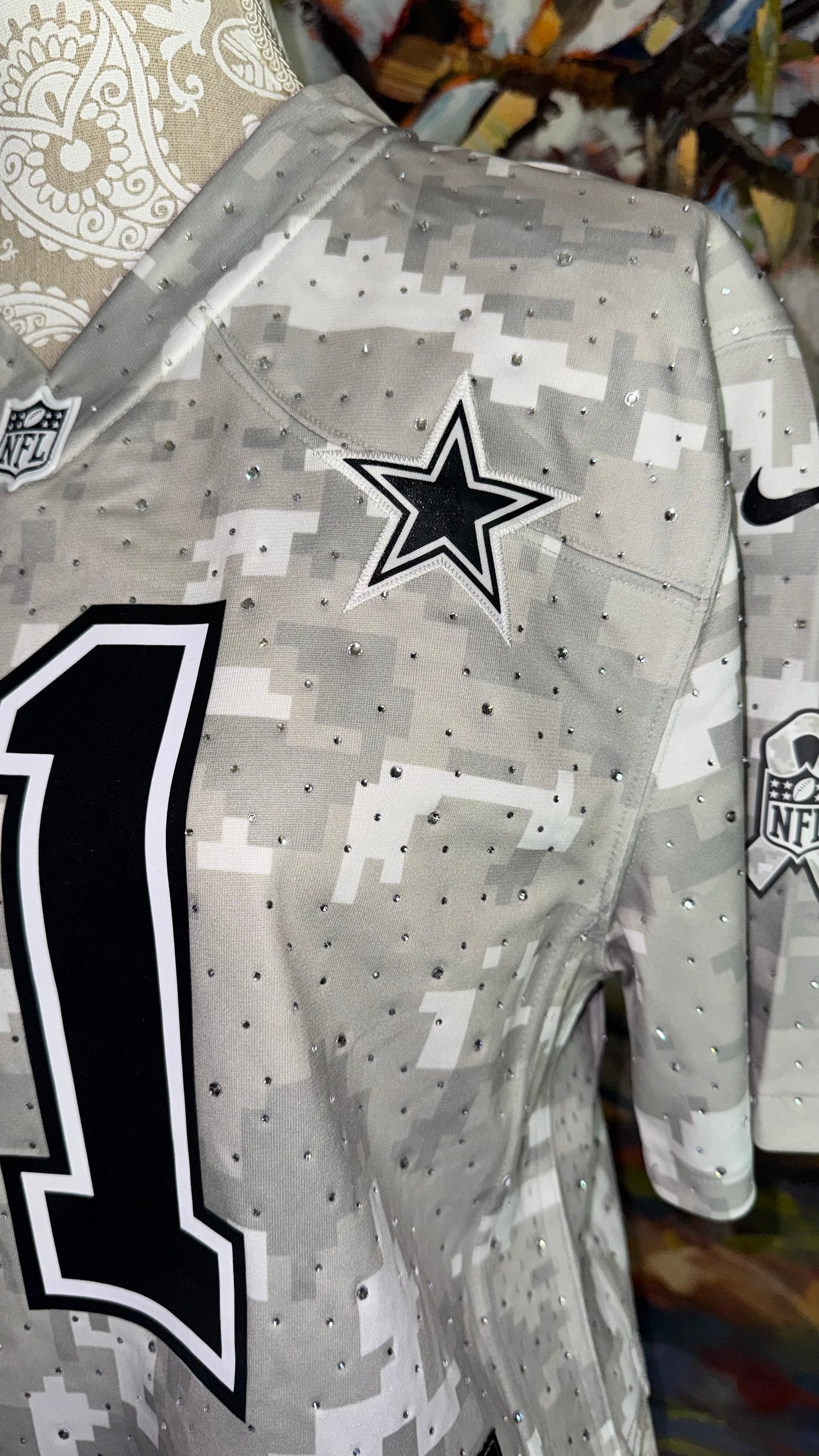 Custom Rhinestoned Cropped Jersey