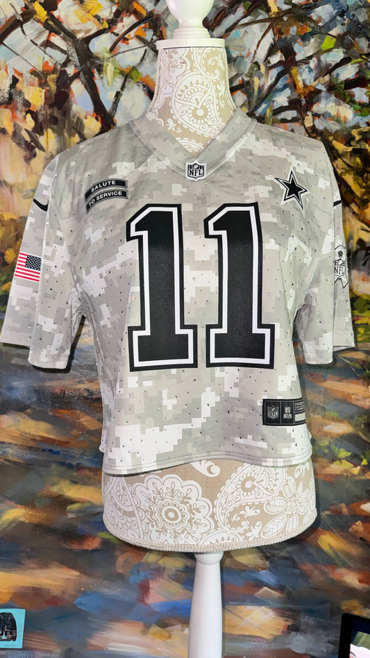 Custom Rhinestoned Cropped Jersey